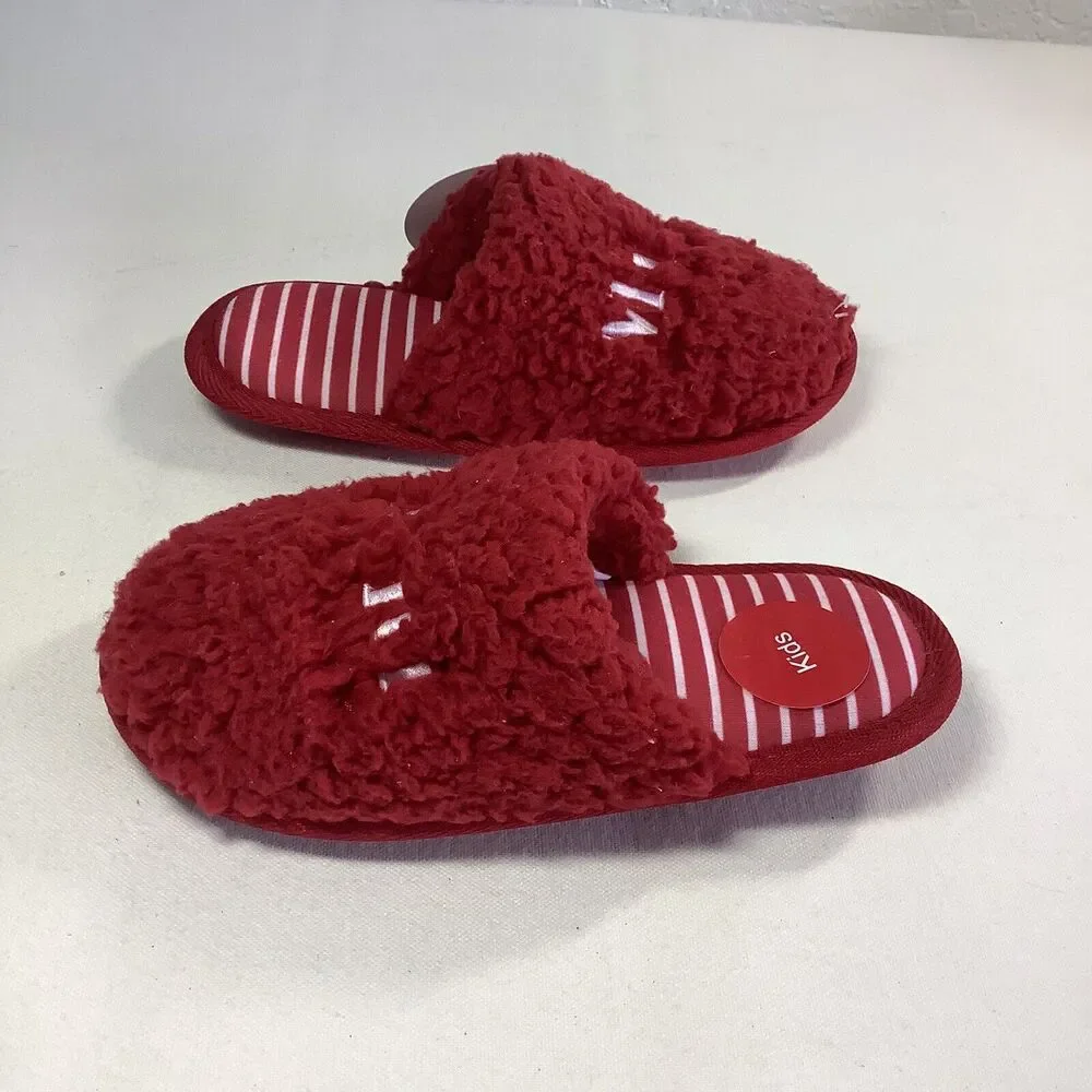 Family Pajamas Mini Kid's Matching Holiday‎ Slippers Red Size 4-5